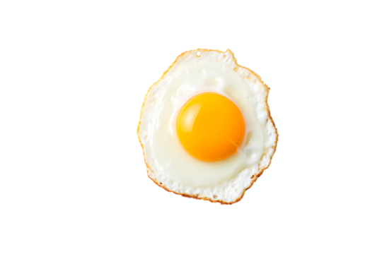 Close up of a perfectly fried egg with a bright yellow yolk isolated on transparent background - Powered by Adobe