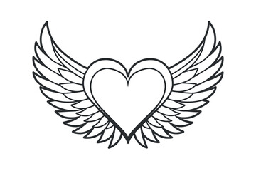 Obraz premium Heart with wings outline symbol love