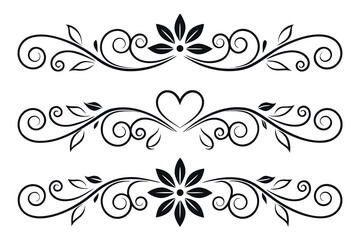 Ornate floral scrollwork with heart decorative flourish