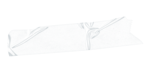 A rectangular piece of white crumpled paper tape on a black background with some visible texture