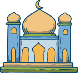 a cartoon illustration of a mosque, commonly used in various digital contexts. 