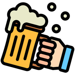 Beer Glass outline color flat icon, mini illustration for relaxation, party, pubs and bars UI, UX kit, app and web development, digital or print.