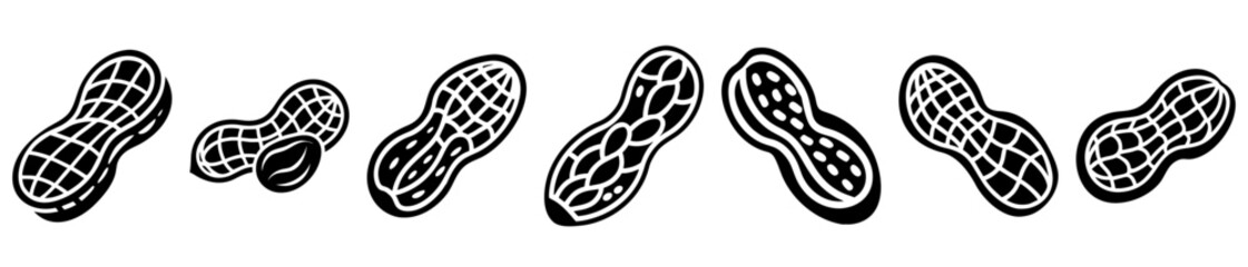 Peanut Collection in Black and White, Decorative and Unique Nut Design