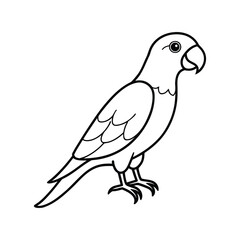 Fototapeta premium A parrot line art silhouette vector illustration on white background