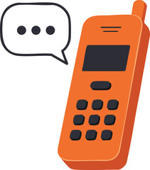 Orange mobile phone with speech bubble communication concept vector illustration for technology and messaging design 