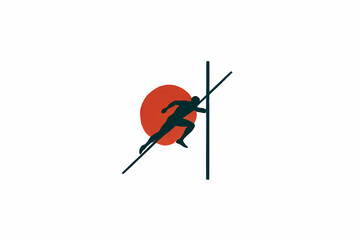 Pole Vaulter Minimalist Icon Flat Design Athlete Symbol Sports Graphic Simple Illustration Clean Vector Art Competition Iconography Modern Sporting Design Minimalist Athlete Representation
