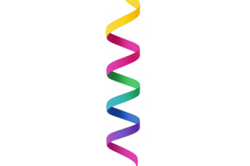 Vibrant curling ribbon spiraling in festive colors against transparent backdrop, enhancing celebratory graphic design elements