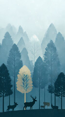 trees in fog
