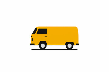 Minimalist Van Design with Yellow Logo Simple Vehicle Graphic Transportation Concept Clean Automotive Illustration Modern Van Artwork Commercial Vehicle Design
