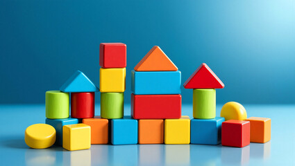 Obraz premium Stacked building blocks represent diversity and inclusion in society. Colorful building blocks represent diversity and different perspectives, illustrating unity through teamwork and collaboration.