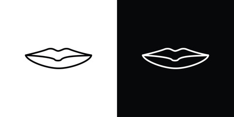 Thin lips icon outline. EPS 10 editable vector