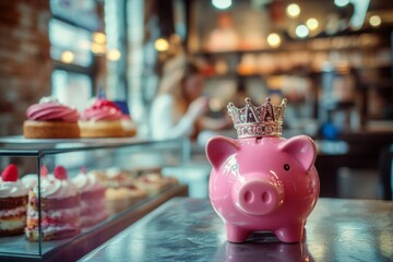 Inserting coins into the piggy bank is a way to save money