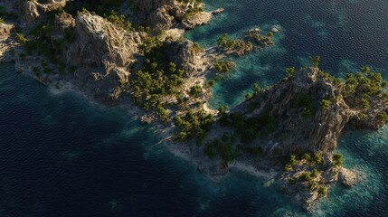 Tropical island archipelago seen from above.