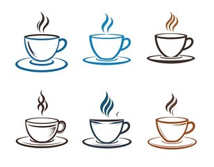 Obraz premium Coffee cups with steam