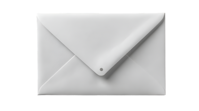 A simple white envelope shown on a black background in a close up studio shot with soft lighting