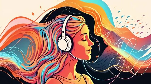 Healing Sounds and Sound Therapy, Sound bath, Singing bowls, Woman in headset in sound healing therapy and meditation, Healing, Relaxing Frequencies and Vibrations, Resonance, balanced chakras, energy