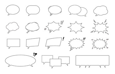 Blank comic speech bubble set. Template for text. Isolated vector illustration.