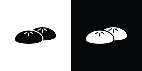 Steamed bread icon symbol in black and white color. Silhouette Styles.