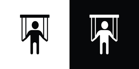 Puppet icon symbol in black and white color. Silhouette Styles.