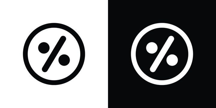 Percent icon symbol in black and white color. Silhouette Styles.