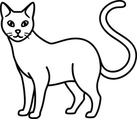 cat icon line art vector illustration on transparent background