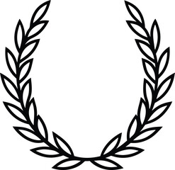 classic laurel wreath icon line art vector illustration on transparent background