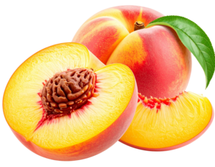 Peach, transparent background PNG element cutout, hyper realistic, no shadow , whole