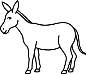 donkey icon line art vector illustration on transparent background