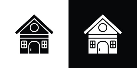 Chalet icon symbol in black and white color. Silhouette Styles.