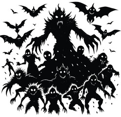 Black dragon silhouette vector tattoo design with medieval tribal art style