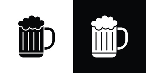 Beer icon symbol in black and white color. Silhouette Styles.