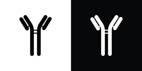 Antibody icon symbol in black and white color. Silhouette Styles.