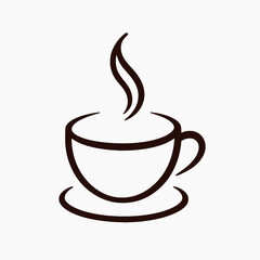 Obraz premium Minimalist Coffee Cup Icon with Steam