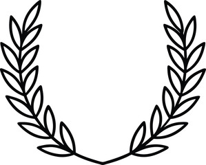 open laurel wreath icon line art vector illustration on transparent background	