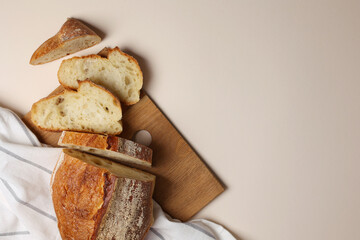 A Beautiful Composition of Artisan Bread Slices Presented on a light Background Surface