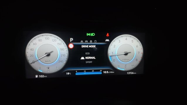 Car dashboard display.backlight on the machine control device