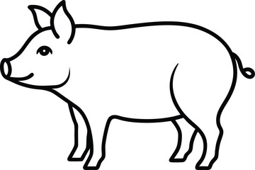 Obraz premium pig icon line art vector illustration on transparent background 
