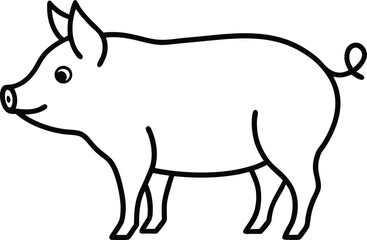pig icon line art vector illustration on transparent background	