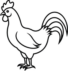 rooster icon line art vector illustration on transparent background	