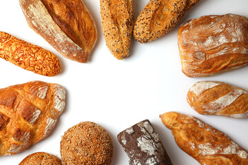 A delightful variety of Fresh Breads, beautifully displayed against a bright background