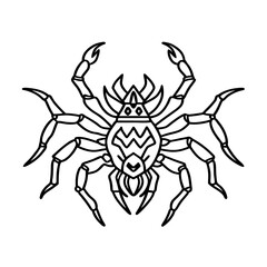A scary black vector illustration of a dangerous spider on a web, perfect for a Halloween tattoo design or animal icon