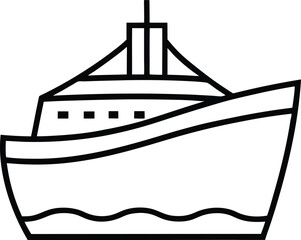 ship icon line art vector illustration on transparent background	