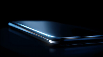 sleek smartphone rotating in dramatic lighting