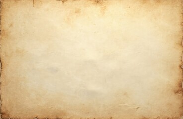 Obraz premium Aged parchment paper texture with burnt edges and light brown stains. Vintage beige material, aged document surface with rough, dusty imperfections. Blank page for design, grunge background element.