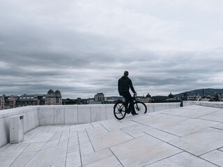 man riding a bike