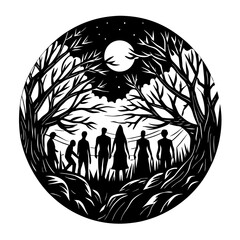 Abstract floral background with vector tree and tribal animal design elements