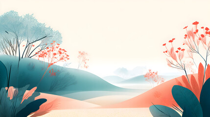 Minimalist Abstract Nature Landscape with Pastel Colors

