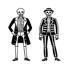 Vector illustration of diverse people in business clothing, including men in suits and women, standing with style