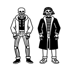 Vector illustration of a standing cartoon man and woman in business suit clothing