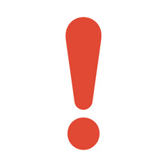 Bold red exclamation mark symbol against a clean white background